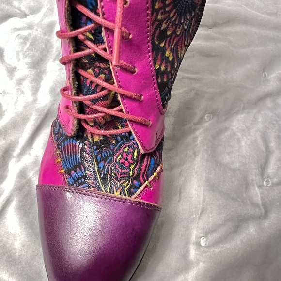 Vibrant Pink and Purple Lace-Up Boots - Picture 5 of 12
